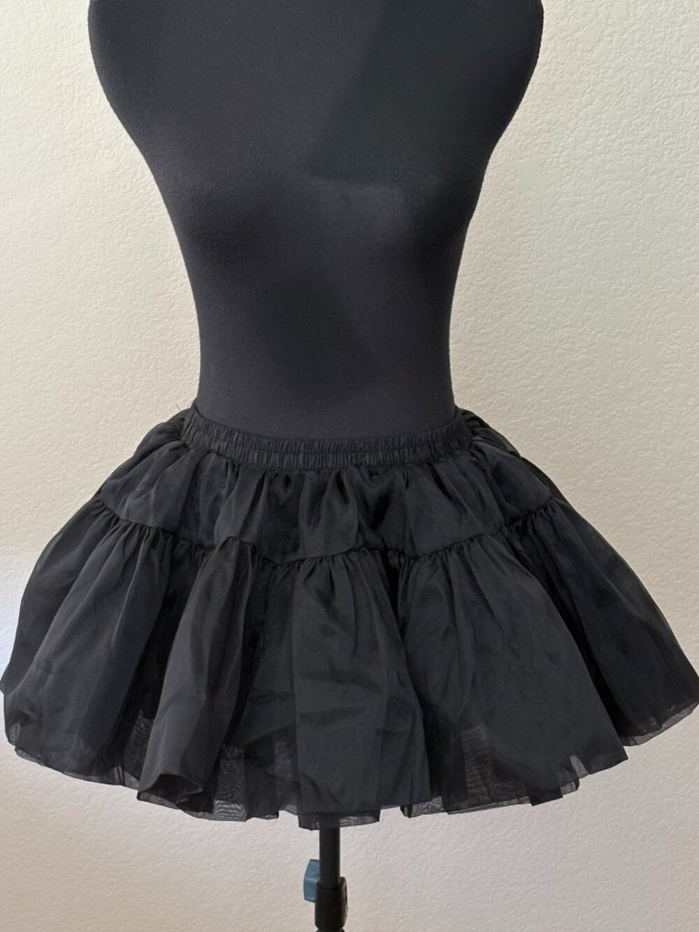 Black 3 Layer Tulle Mini Skirt Elastic Waist